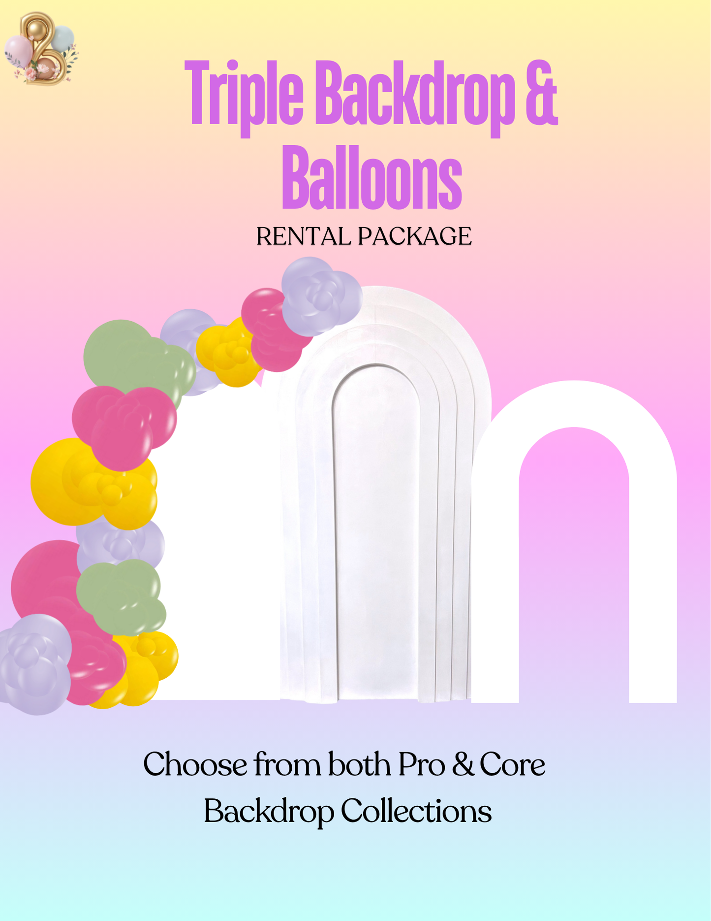Triple Backdrop & Balloons Rental Package